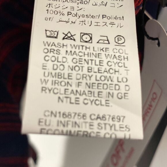 Romwe Women's Red Navy Plaid Long Sleeve Button Up Shirt Size 8/10 NWT - Picture 11 of 11